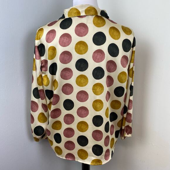 Harve Benard Polyester Polka Dot Button Down Tie Front Blouse XL - Picture 4 of 7